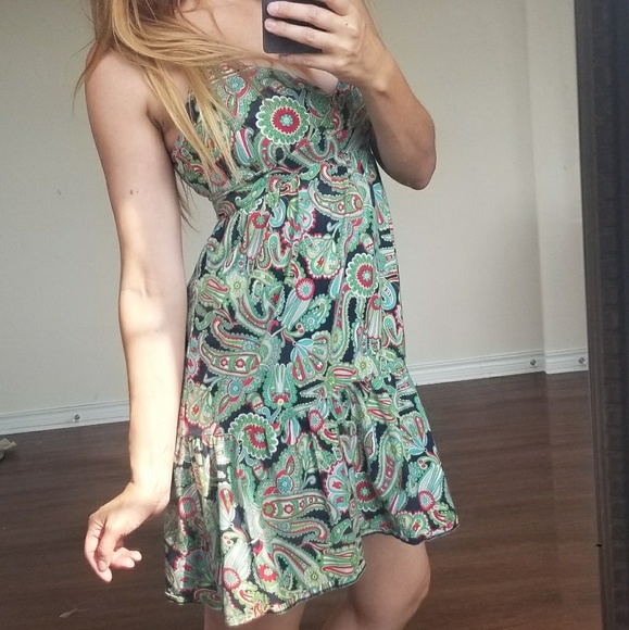 LOFT paisley green dress - Picture 3 of 8